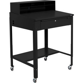 Global Industrial 254635CBK Global Industrial™ Sloped Mobile Shop Desk w/ Pigeonhole Riser, 34-1/2"W x 30"D, Black image.