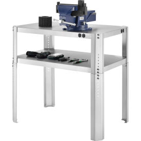 Global Industrial 254846SS Global Industrial™ Adjustable Height Machine Stand, 430 Stainless Steel, 36"Wx24"Dx30-36"H image.