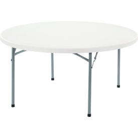 Global Industrial 256560 Interion® 60" Round Plastic Folding Table, White image.