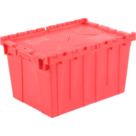 Global Industrial 257809RD Global Industrial™ Plastic Shipping/Storage Tote w/ Attached Lid, 21-7/8"x15-1/4"x12-7/8", Red image.