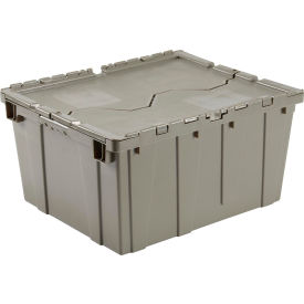 Global Industrial 257813 Global Industrial™ Plastic Shipping/Storage Tote w/Attached Lid, 23-3/4"x19-1/4"x12-1/2", Gray image.
