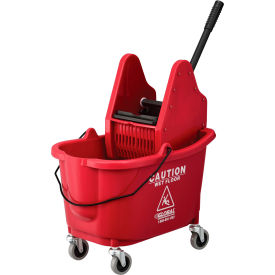 Global Industrial 260595RD Global Industrial™ Mop Bucket And Wringer Combo 38 Qt., Down Press, Red image.