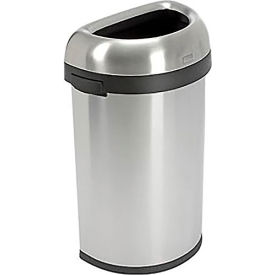 Simplehuman® Stainless Steel Semi-Round Open Top Trash Can 16 Gallon