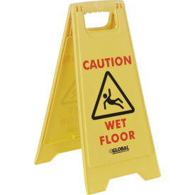 Global Industrial 261725 Global Industrial™ Floor Sign 2 Sided - Caution Wet Floor image.