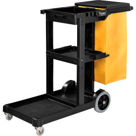 Global Industrial 261896 Global Industrial™ Janitor Cart Black with 25 Gallon Vinyl Bag image.