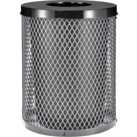 Global Industrial 261924GY Global Industrial™ Outdoor Diamond Steel Trash Can With Flat Lid, 36 Gallon, Gray image.