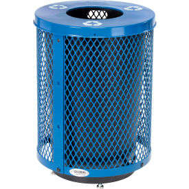 Global Industrial™ Outdoor Steel Diamond Recycling Can With Flat Lid & Base 36 Gallon Blue