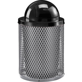 Global Industrial 261948GY Global Industrial™ Outdoor Diamond Steel Trash Can With Dome Lid, 36 Gallon, Gray image.