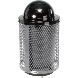 Global Industrial 261948GYD Global Industrial™ Outdoor Diamond Steel Trash Can With Dome Lid & Base, 36 Gallon, Gray image.