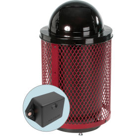 Global Industrial 261948RDT Global Industrial™ TrashTalk™ Thermoplastic Mesh Trash Can w/Dome Lid, 36 Gal., Red image.