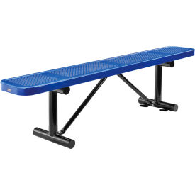 Global Industrial 262075BL Global Industrial™ 6 Outdoor Steel Flat Bench, Perforated Metal, Blue image.