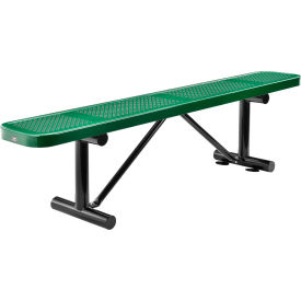 Global Industrial 262075GN Global Industrial™ 6 Outdoor Steel Flat Bench, Perforated Metal, Green image.