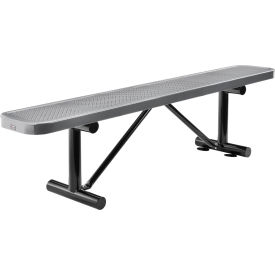 Global Industrial 262075GY Global Industrial™ 6 Outdoor Steel Flat Bench, Perforated Metal, Gray image.