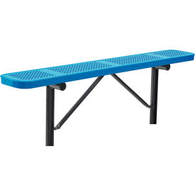 Global Industrial 262075IBL Global Industrial™ 6 Outdoor Steel Flat Bench, Perforated Metal, In Ground Mount, Blue image.
