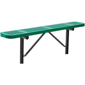 Global Industrial 262075IGN Global Industrial™ 6 Outdoor Steel Flat Bench, Perforated Metal, In Ground Mount, Green image.