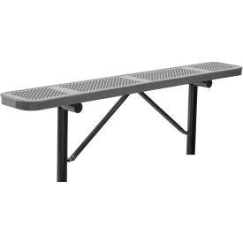 Global Industrial 262075IGY Global Industrial™ 6 Outdoor Steel Flat Bench, Perforated Metal, In Ground Mount, Gray image.