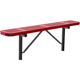 Global Industrial 262075IRD Global Industrial™ 6 Outdoor Steel Flat Bench, Perforated Metal, In Ground Mount, Red image.