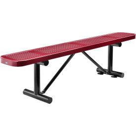 Global Industrial 262075RD Global Industrial™ 6 Outdoor Steel Flat Bench, Perforated Metal, Red image.