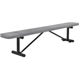 Global Industrial 8' Outdoor Steel Flat Bench, Perforated Metal, Gray