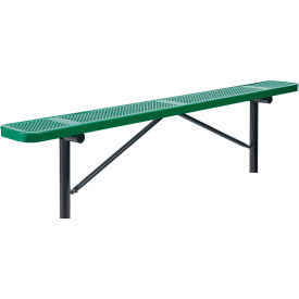 Global Industrial 262076IGN Global Industrial™ 8 Outdoor Steel Flat Bench, Perforated Metal, In Ground Mount, Green image.