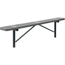 Global Industrial 262076IGY Global Industrial™ 8 Outdoor Steel Flat Bench, Perforated Metal, In Ground Mount, Gray image.