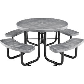 Global Industrial 46" Round Picnic Table Perforated Metal Gray 