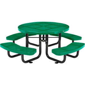 Global Industrial 262078KGN Global Industrial™ 46" Round Kids Picnic Table, Perforated Metal, Green image.