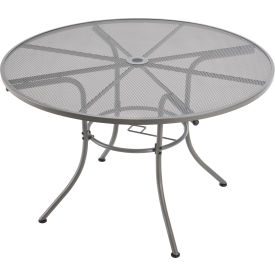 Global Industrial 262082GY Interion® 48" Round Outdoor Caf Table, Steel Mesh, Gray image.