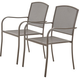 Global Industrial 262083BZ Interion® Outdoor Caf Stacking Armchair, Steel Mesh, Bronze, 2 Pack image.