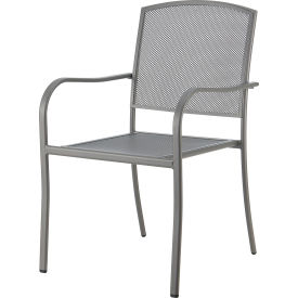 Interion Outdoor Caf Stacking Armchair, Steel Mesh, Gray, 2 Pack