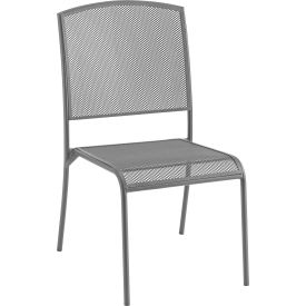 Interion Outdoor Caf Armless Stacking Chair, Steel Mesh, Gray, 2 Pack