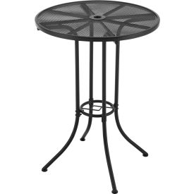 Global Industrial 262087 Interion® 30" Round Outdoor Bar Table, Steel Mesh, Black image.