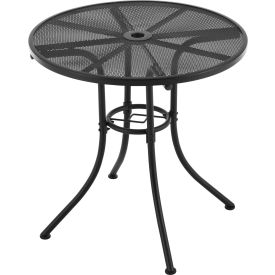 Global Industrial 262090 Interion® 30" Round Outdoor Cafe Table, Steel Mesh, Black image.