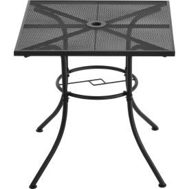 Global Industrial 262091 Interion® 30" Square Outdoor Cafe Table, Steel Mesh, Black image.