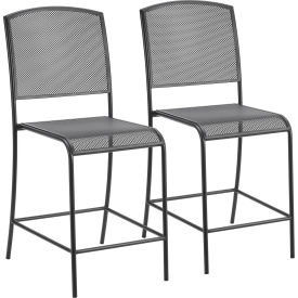Global Industrial 262094 Interion® Outdoor Counter Height Stool, Steel Mesh, Black, 2 Pack image.
