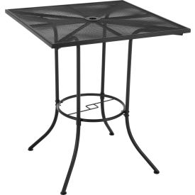 Global Industrial 262096 Interion® 36" Square Outdoor Bar Table, Steel Mesh, Black image.