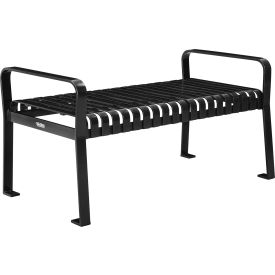 Global Industrial 262112BK Global Industrial™ 4 Outdoor Steel Slat Park Bench, Backless, Black image.
