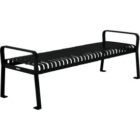 Global Industrial 262114BK Global Industrial™ 8 Outdoor Steel Slat Park Bench, Backless, Black image.