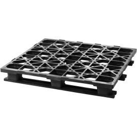 Rackable Automotive Open Deck Pallet Plastic 4-Way Entry 48""x45"" 7500 Lb Static Cap Black