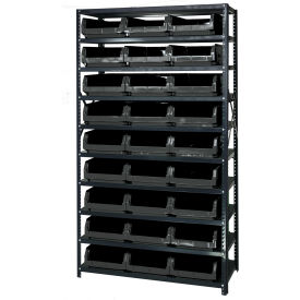 Quantum MSU-531 Steel Shelving With 27 Magnum Giant Hopper Bins Black 18x42x75