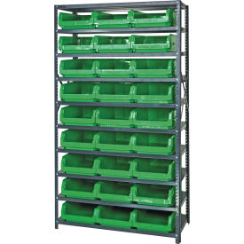 Quantum MSU-531 Steel Shelving With 27 Magnum Giant Hopper Bins Green 18x42x75