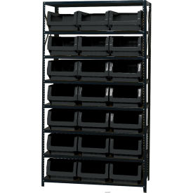 Quantum MSU-532 Steel Shelving With 21 Magnum Giant Hopper Bins Black 18x42x75