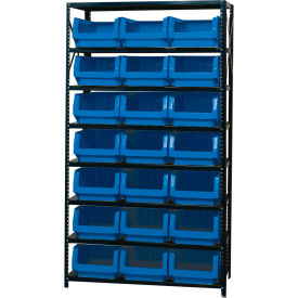 Quantum MSU-532 Steel Shelving With 21 Magnum Giant Hopper Bins Blue 18x42x75