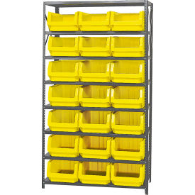 Quantum MSU-532 Steel Shelving With 21 Magnum Giant Hopper Bins Yellow 18x42x75
