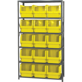 Quantum MSU-533 Steel Shelving With 15 Magnum Giant Hopper Bins Yellow 18x42x75