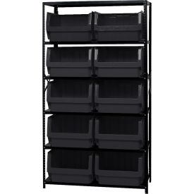 Quantum MSU-543 Steel Shelving With 10 Magnum Giant Hopper Bins Black 18x42x75