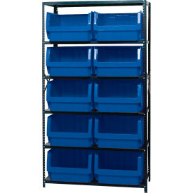 Quantum MSU-543 Steel Shelving With 10 Magnum Giant Hopper Bins Blue 18x42x75