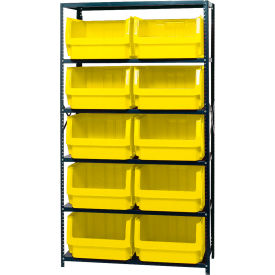 Quantum MSU-543 Steel Shelving With 10 Magnum Giant Hopper Bins Yellow 18x42x75