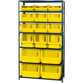 Quantum MSU-16-MIX Steel Shelving With 16 Magnum Giant Hopper Bins Yellow 18x42x75