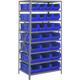 Quantum 2475-950952 Steel Shelving with 24 24"D Hulk Hopper Bins Blue 24x36x75